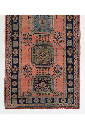 147x350 cm Koridor için Eşsiz Eski el yapımı Türk yolluk halı, Antre Hol Halı