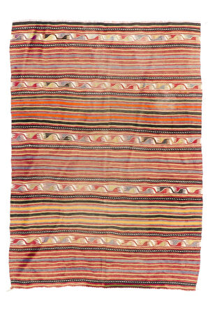 170x236 cm Çok Renkli El Dokuma Eski Kilim (Düz Dokuma), Tamamen Yün
