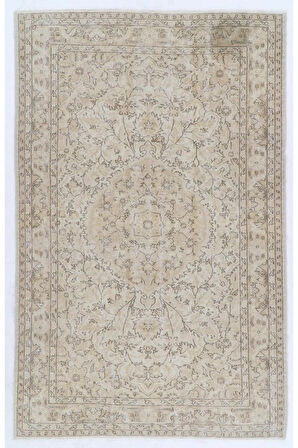 190x300 cm Güneşte Soldurulmuş Eski Eskitilmiş El Yapımı Yün Türk Halısı
