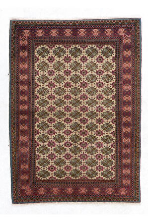 123x169 cm Eski Anadolu Halısı, Ev ve Ofis için İnce El Düğümlü Yün Halı