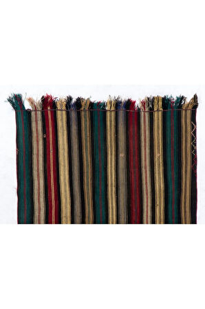 162x215 cm Dikey Çizgili El Dokuma Eski Anadolu Kilimi.  %100 Yün, Düz Dokuma Kilim