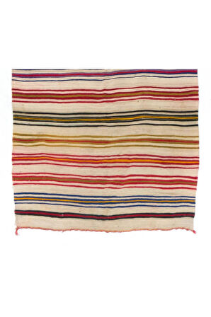 160x417 cm El Yapımı Eski Çizgili Türk Kilimi, Düz Dokuma Kilim. %100 Yün