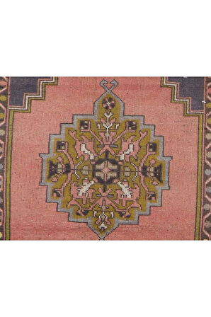 112x190 cm Eşsiz El Dokuması Dekoratif Alan Halısı, Eski El Düğümlü Oryantal Halı. Yün Zemin Örtüsü