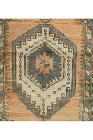 107x195 cm Kır Evleri, Rustik, Kabile, Geleneksel İç Mekanlar için El Yapımı Eski Türk Vurgulu Halı