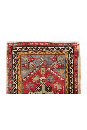 95x130 cm Eski El Yapımı Küçük Halı, Banyo Paspası, Kapı Paspası, Koltuk Örtüsü