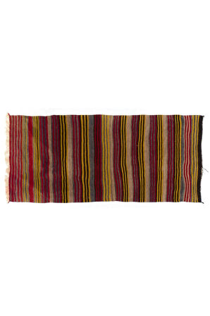 157x340 cm Çizgili El Dokuması 1970'ler Çift Taraflı Düz Dokuma Anadolu Kilimi