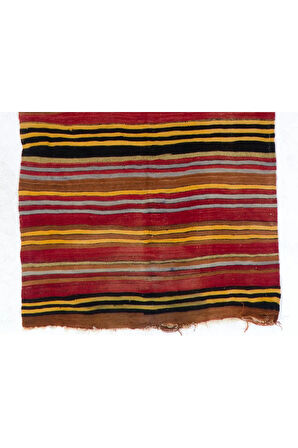 140x340 cm El Yapımı Eski Yolluk Kilim (Düz Dokuma), %100 Yün El Dokuma Halı