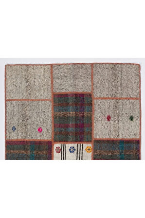 135x190 cm El Yapımı Eski Patchwork Kilim Rug, Diğer Ölçüleri Mevcut