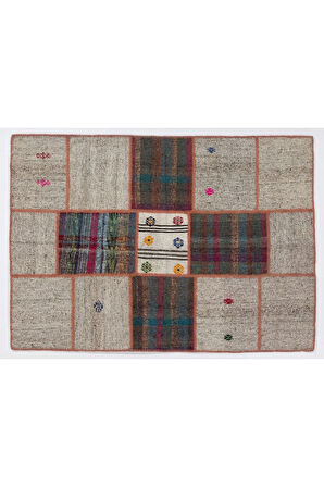 135x190 cm El Yapımı Eski Patchwork Kilim Rug, Diğer Ölçüleri Mevcut