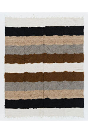 180x223 cm Yumuşak Tiftikli Kilim, Battaniye, Eski Yatak Örtüsü, El Yapımı Kanepe Örtüsü