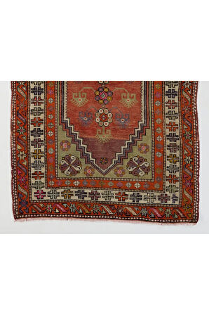 102x148 cm Eski El Yapımı Küçük Halı, Minik Halı, Dekoratif Yünlü Halı