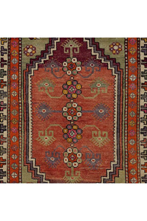 102x148 cm Eski El Yapımı Küçük Halı, Minik Halı, Dekoratif Yünlü Halı