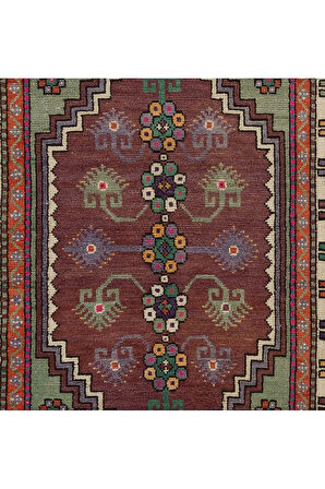 130x160 cm El Yapımı Eski Türk Köy Halısı, Eşsiz El Dokuma Halı