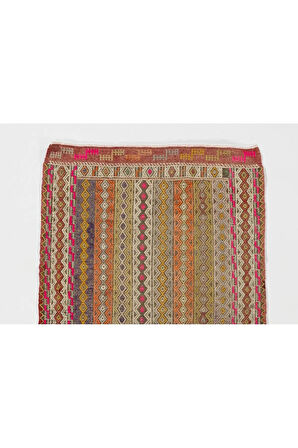 80x124 cm Türünün Tek Örneği Eski Dekoratif El Dokuması Cicim Kilim. %100 Yün