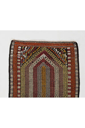 68x110 cm Türünün Tek Örneği Eski Dekoratif El Dokuması Cicim Kilim. %100 Yün
