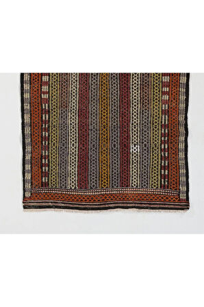 68x110 cm Türünün Tek Örneği Eski Dekoratif El Dokuması Cicim Kilim. %100 Yün