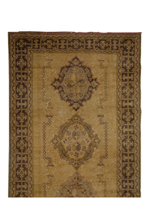 143x350 cm Koridor Dekoru için Otantik El Düğümlü Eski Türk Yolluk Halısı, Antre Hol Halı