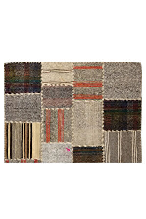 177x255 cm El Yapımı Patchwork Kilim, Dekoratif Düz Dokuma Kilim