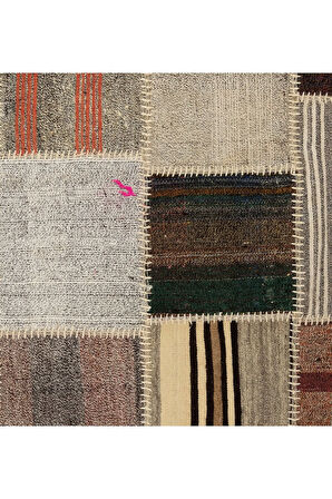 177x255 cm El Yapımı Patchwork Kilim, Dekoratif Düz Dokuma Kilim