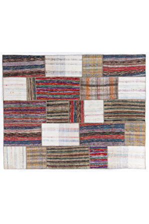 245x305 cm Dekoratif Eski El Dokuması Patchwork Kilim, Özel Seçenekler Mevcut, Peçvörk Halı