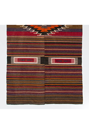 132x273 cm Eski El Dokuması Kilim. Düz Dokuma Halı, %100 Yün