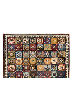 140x177 cm Muhteşem Eski El Dokuması Alan Halısı, %100 Yün ve Doğal Boyalar