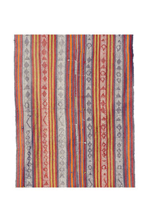 105x350 cm Dekoratif Eski Türkiye'de Yapılmış Kilim Yolluk, Düz Dokuma Halı