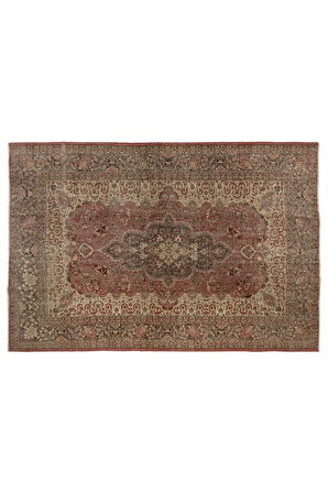 262x350 cm İnce Eski El Dokuması Türk Yün Halı, 1940 civarında yapıldı