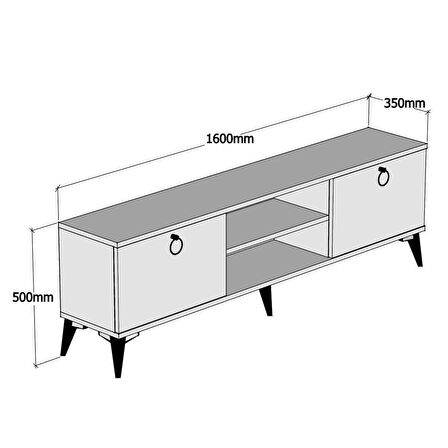 FERNISO Siyah Modern Kulplu Tv Sehpası  160 cm