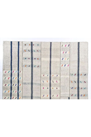 315x427 cm Eski El Dokuması Yünlü Patchwork Kilim, Düz Dokuma Türk Kilimi