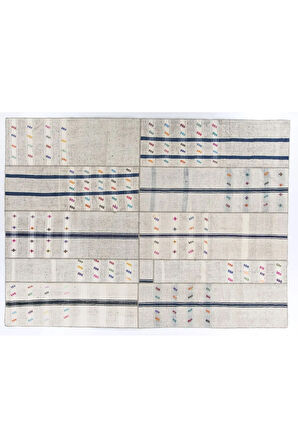 315x427 cm Eski El Dokuması Yünlü Patchwork Kilim, Düz Dokuma Türk Kilimi