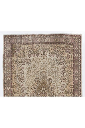 204x314 cm Eşsiz El Yapımı Eski Anadolu Uşak Halısı. El Dokuma Yün Halı