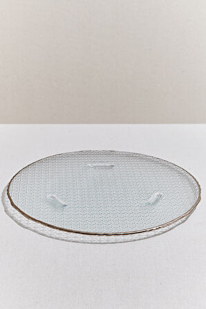 Buzlu Cam Peynir Tabağı Platin 34 cm