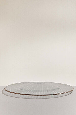 Buzlu Cam Peynir Tabağı Platin 34 cm