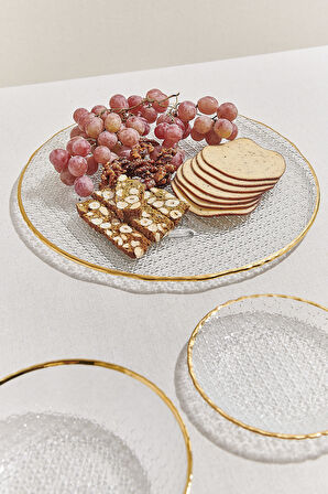 Buzlu Cam Peynirtabağı Altın 34 cm