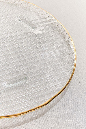 Buzlu Cam Peynirtabağı Altın 34 cm