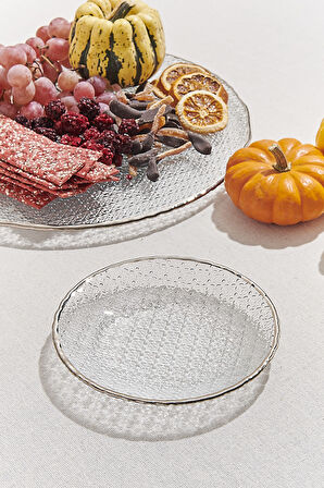 Buzlu Cam Tabak Platin 16 cm