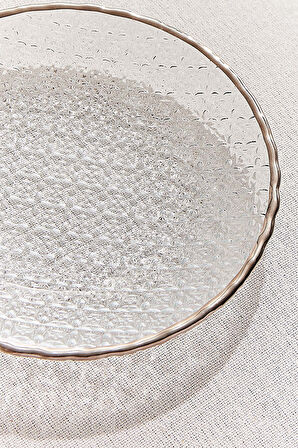 Buzlu Cam Tabak Platin 16 cm