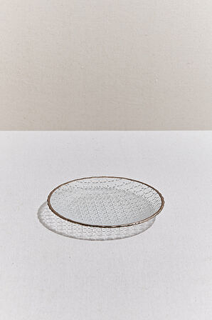 Buzlu Cam Tabak Platin 16 cm