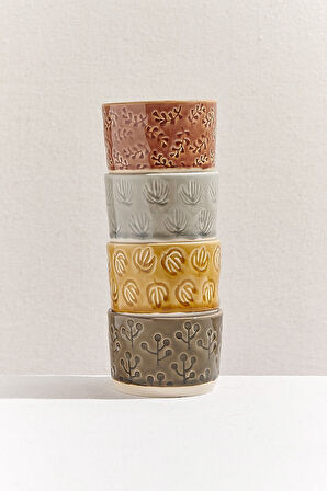 Yaprak Seramik 4'lü Kase Seti