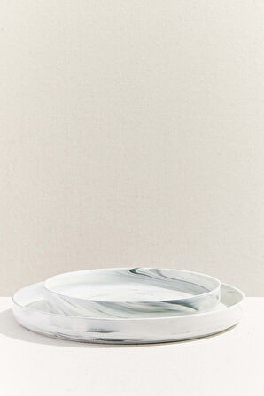 Marble Porselen Yemek Tabağı Gri