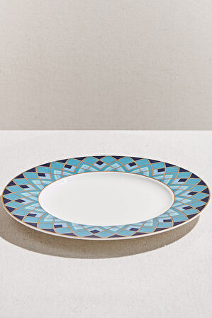 Atlantic Porselen Yemek Tabağı Mavi Beyaz