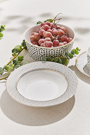 Kahve Link Porselen Çukur Tabak Krem Kahve