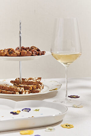 Petite Fleur Porselen Kek Tabağı 2 Katlı Sarı / Beyaz