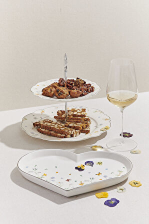 Petite Fleur Porselen Servis Tabağı Kalp Sarı / Beyaz