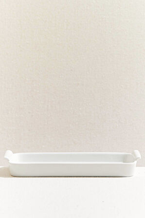 Beyaz Lokum Porselen Dikdörtgen Servis L