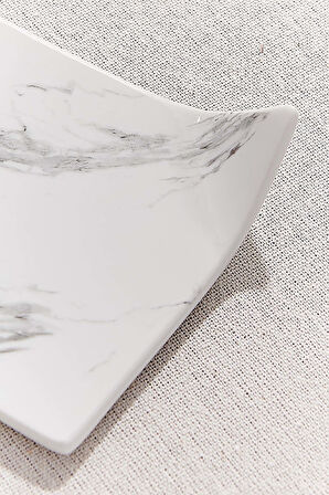 Marble Beyaz Porselen Servis Tabağı