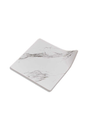 Marble Beyaz Porselen Servis Tabağı