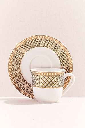 Herringbone Porselen Türk Kahvesi Fincanı