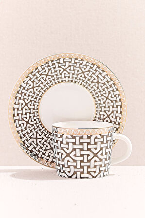 Kahve Link Porselen Espresso Fincanı Krem Kahve